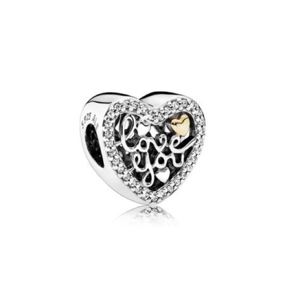 Love Script Charm, Clear CZ
